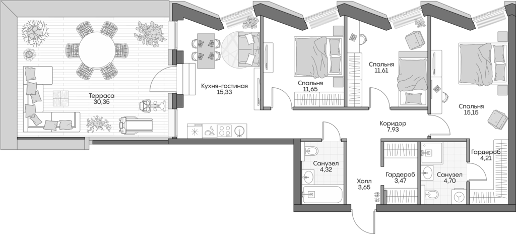 Планировка — Insider, 4-комн., 80 м²