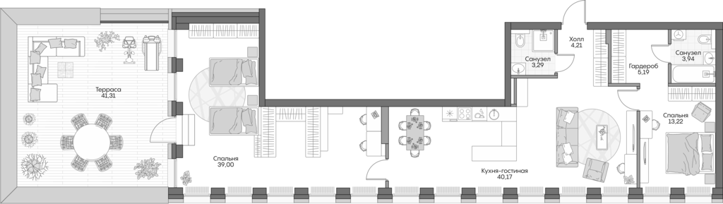 Планировка — Insider, 3-комн., 104 м²
