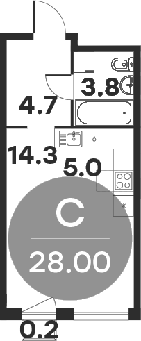 Планировка — Равновесие, Студия, 28 м²