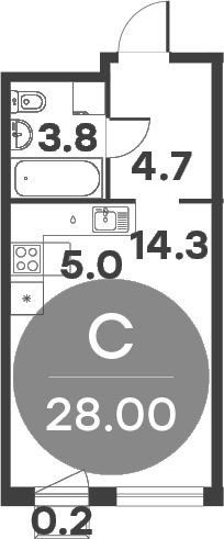 Планировка — Равновесие, Студия, 28 м²
