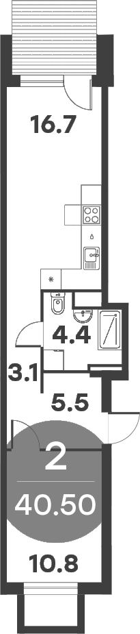 Планировка — Равновесие, 2-комн., 41 м²