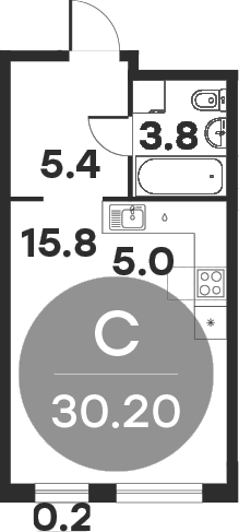 Планировка — Равновесие, Студия, 30 м²