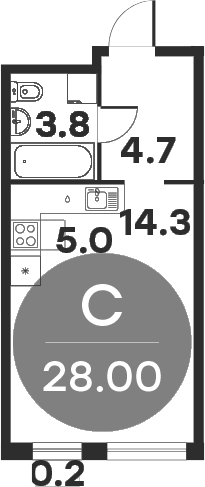 Планировка — Равновесие, Студия, 28 м²