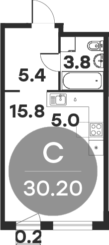 Планировка — Равновесие, Студия, 30 м²