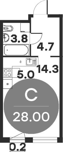 Планировка — Равновесие, Студия, 28 м²