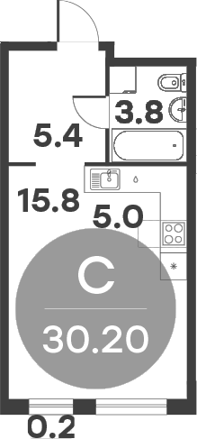 Планировка — Равновесие, Студия, 30 м²