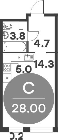 Планировка — Равновесие, Студия, 28 м²