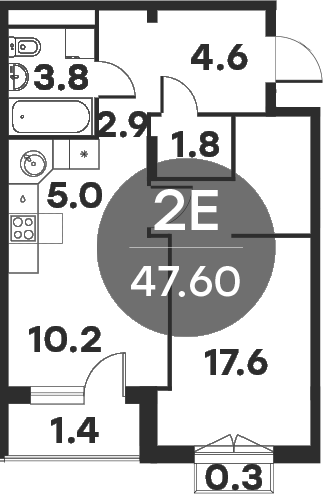 Планировка — Равновесие, 2-комн., 45 м²