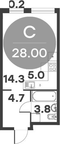 Планировка — Равновесие, Студия, 28 м²