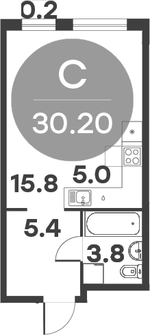 Планировка — Равновесие, Студия, 30 м²