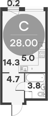 Планировка — Равновесие, Студия, 28 м²