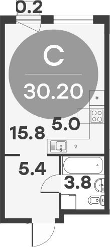 Планировка — Равновесие, Студия, 30 м²