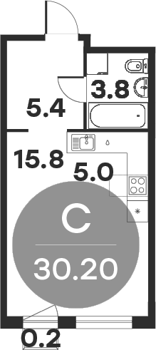 Планировка — Равновесие, Студия, 30 м²