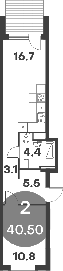 Планировка — Равновесие, 2-комн., 41 м²