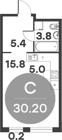 Планировка — Равновесие, Студия, 30 м²