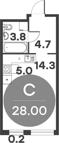 Планировка — Равновесие, Студия, 28 м²