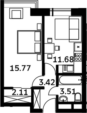 Планировка — Городские истории, 1-комн., 36 м²