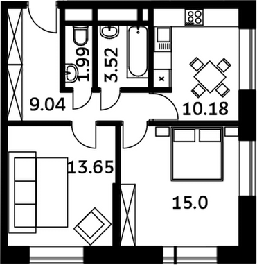 Планировка — Городские истории, 2-комн., 53 м²