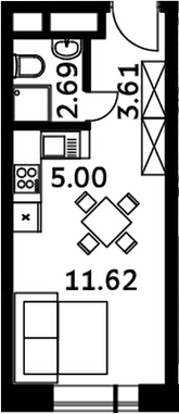 Планировка — Городские истории, Студия, 23 м²