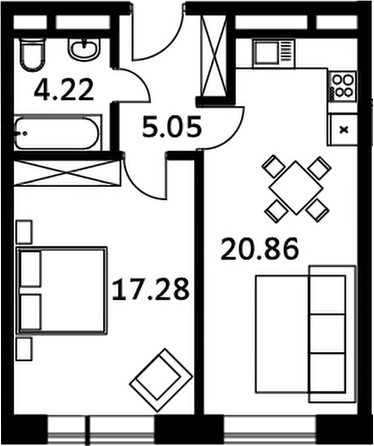 Планировка — Городские истории, 2-комн., 47 м²