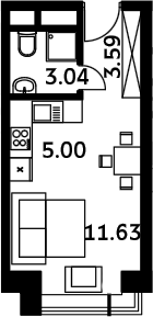 Планировка — Городские истории, Студия, 23 м²