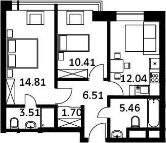 Планировка — Городские истории, 2-комн., 54 м²
