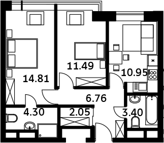 Планировка — Городские истории, 2-комн., 54 м²