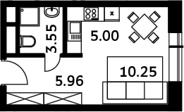 Планировка — Городские истории, Студия, 25 м²