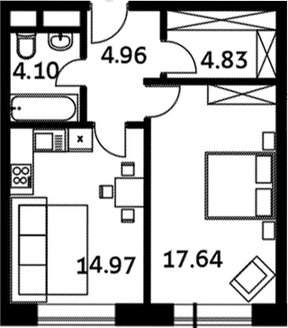 Планировка — Городские истории, 1-комн., 47 м²