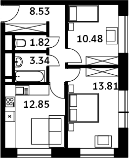 Планировка — Городские истории, 2-комн., 51 м²