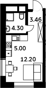 Планировка — Городские истории, Студия, 25 м²