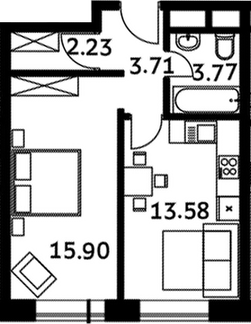 Планировка — Городские истории, 1-комн., 39 м²