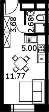 Планировка — Городские истории, Студия, 23 м²