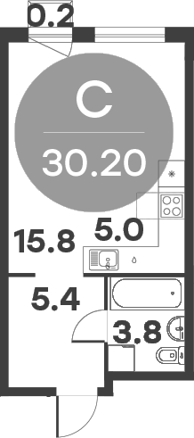 Планировка — Равновесие, Студия, 30 м²