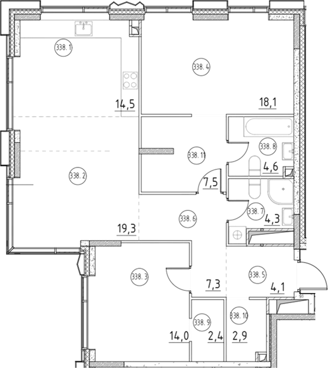 Планировка — Клубный город на реке Primavera, 3-комн., 99 м²