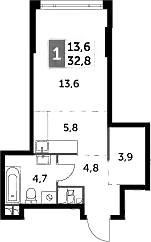 Планировка — Rotterdam, Студия, 33 м²