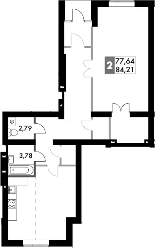 Планировка — Парк Апрель, 1-комн., 84 м²