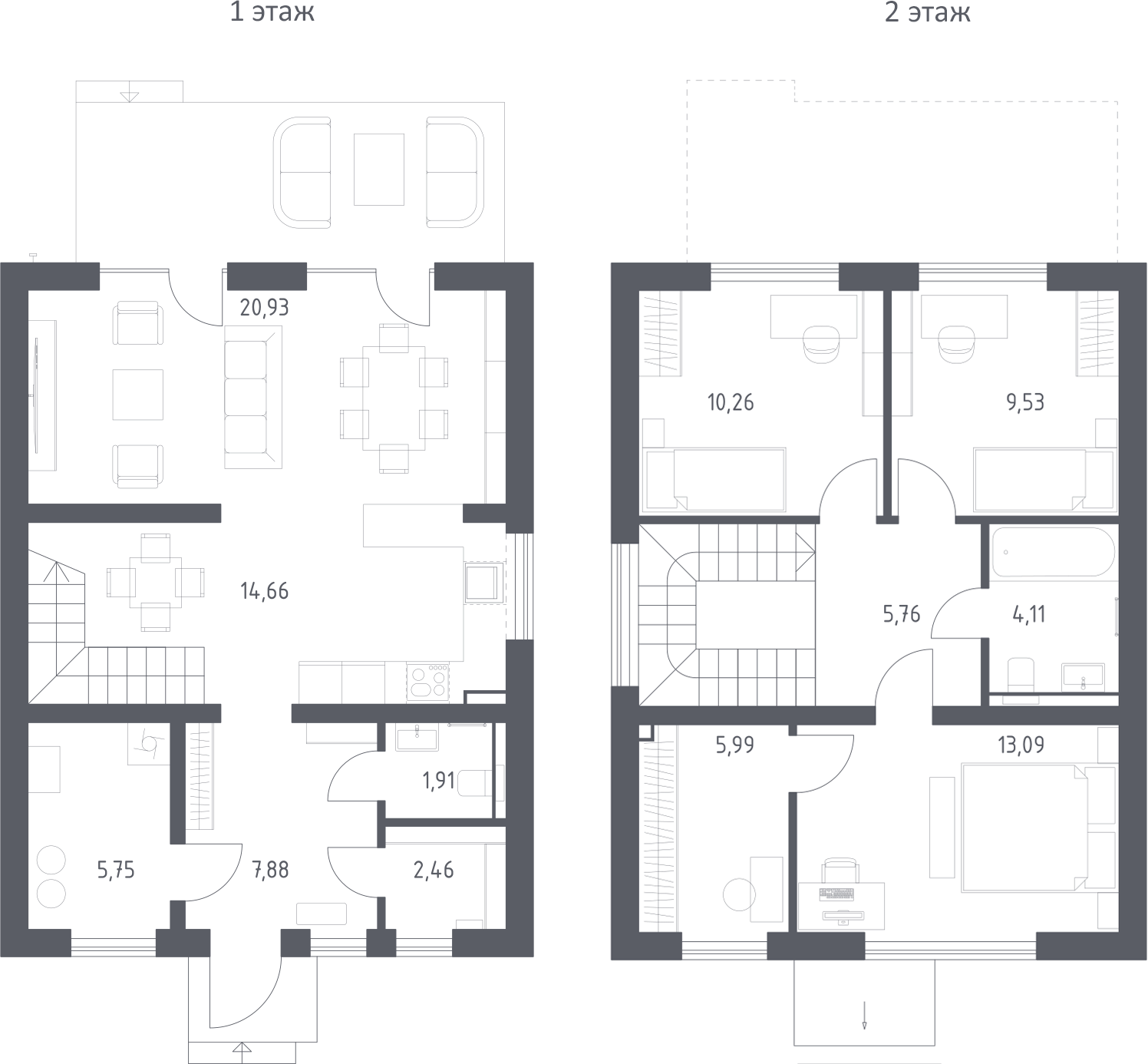Планировка — Коттеджный поселок Дмитров Дом, 3-комн., 102 м²