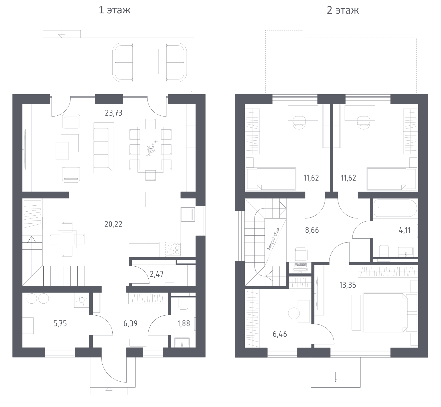 Планировка — Коттеджный поселок Дмитров Дом, 3-комн., 116 м²