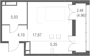 Планировка — Одинбург, Студия, 32 м²