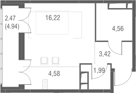 Планировка — Одинбург, Студия, 31 м²