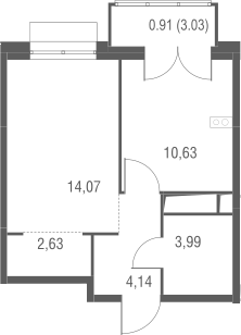 Планировка — Одинбург, 1-комн., 35 м²