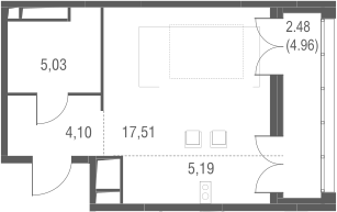 Планировка — Одинбург, Студия, 32 м²