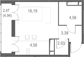 Планировка — Одинбург, Студия, 31 м²