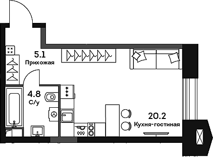 Планировка — Era, Студия, 30 м²