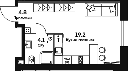 Планировка — Era, Студия, 28 м²