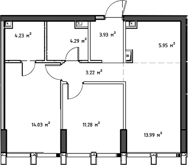 Планировка — Мод, 3-комн., 61 м²