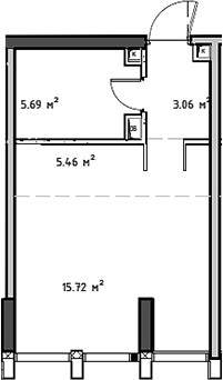 Планировка — Мод, Студия, 30 м²