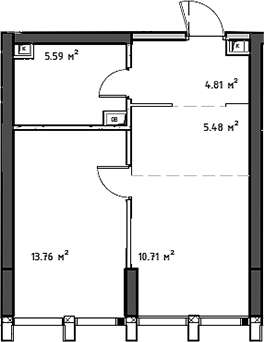 Планировка — Мод, 2-комн., 40 м²