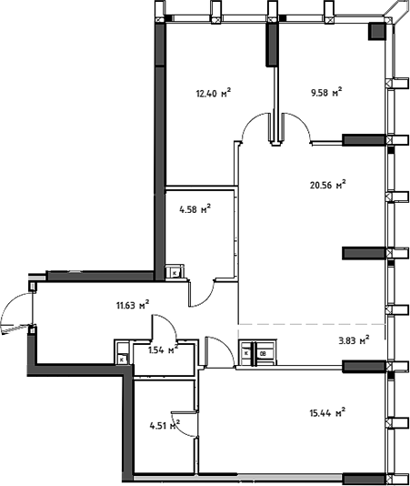 Планировка — Мод, 4-комн., 85 м²